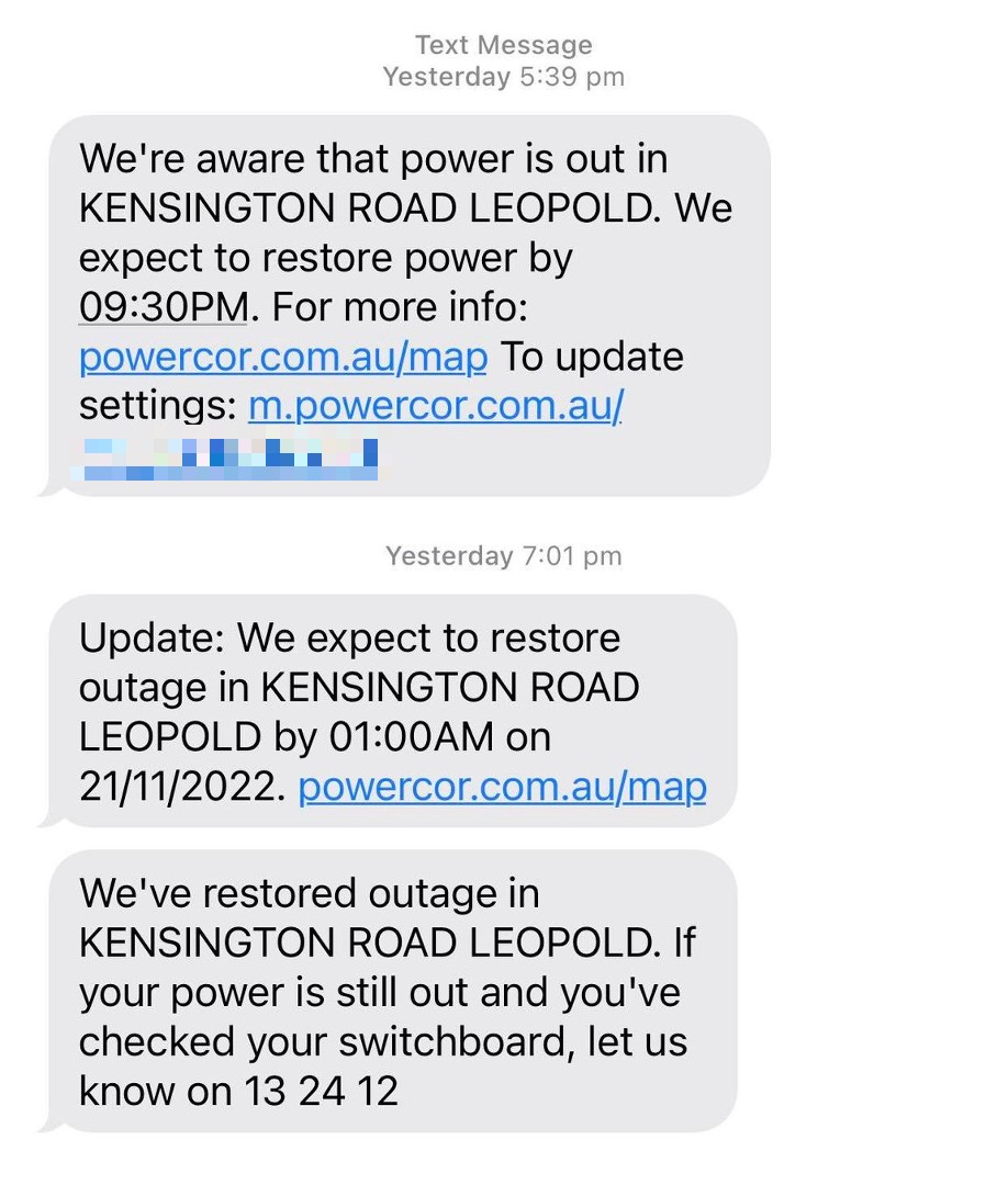 text message power outage 21112022 2